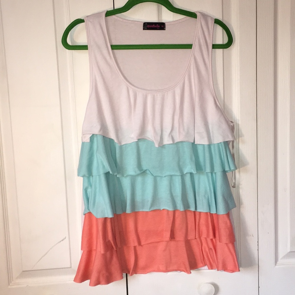 Tri-color Layered ruffles tank top